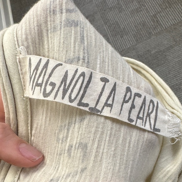 Magnolia Pearl “You Just Love” Cream Boyfriend Distressed Tee, One Size - Picture 5 of 9